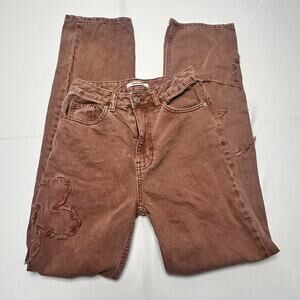 Pacsun Floral Embroidered Jeans Size 25 , 90s Boyfriend Style